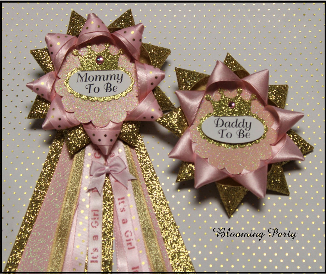 Princess Mommy to Be Corsage Princess Daddy to Be Pin Pink and Gold ...
