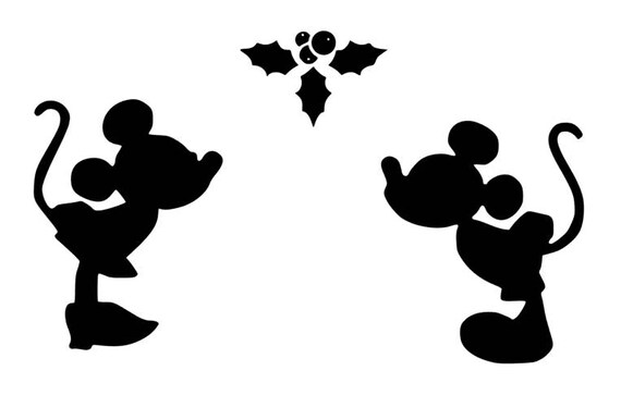 Download Items similar to Mickey and Minnie Mistletoe Silhouette ...