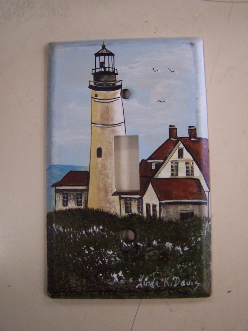 Metal Single Light Switch Cover With a Lighthouse Etsy