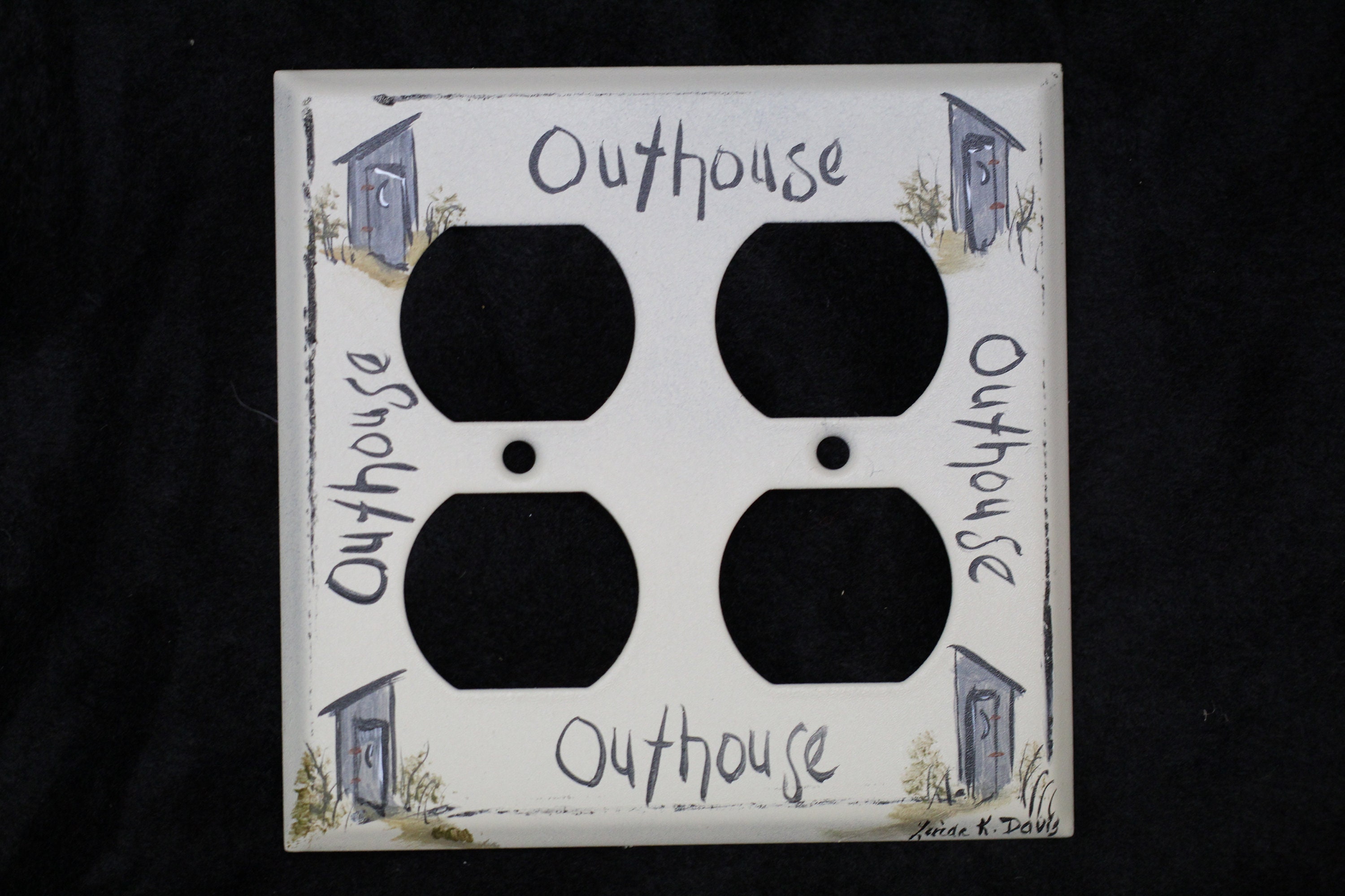 Handpainted metal double outlet cover with an outhouse theme Etsy.de