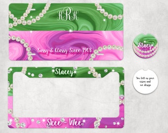 Pearls Bling License Plate Frame or License Plate