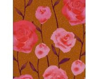 NEW! - Cotton Fabric by the Yard - Fat Quarter Bundle - Quilt Fabric Bundle - Cotton + Steel - Firelight - Roses - Caramel