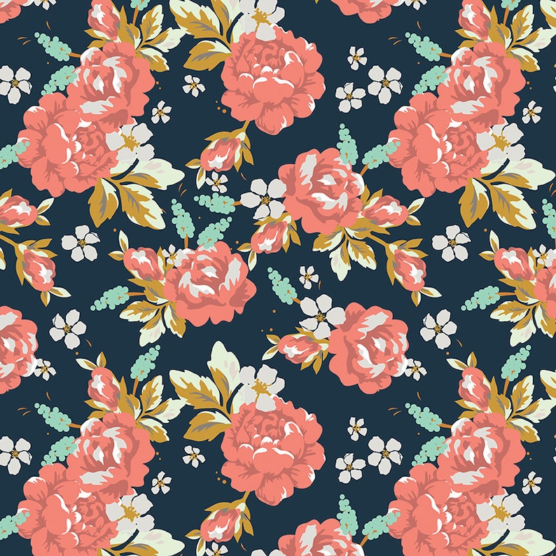 Golden Days by Fancy Pants Designs for Riley Blake PREORDER Floral Fabric SHIPS AugSept 2019 Golden Days Floral Navy