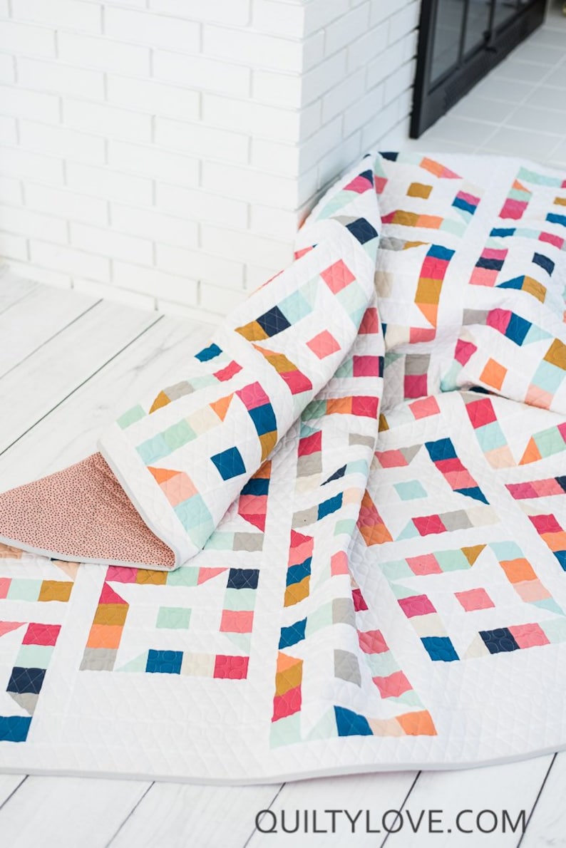 Star Quilt Pattern 4 Sizes DIY Quilt Pattern by Emily Dennis Friendly Stars Quilt Paper Pattern from Quilty Love