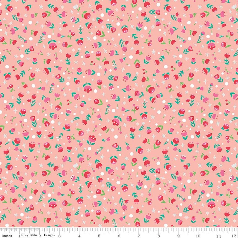 Dorothy/'s Journey Poppy Pink Sparkle Fabric Sold by the Half Yard Dorothy/'s Journey from Riley Blake Design