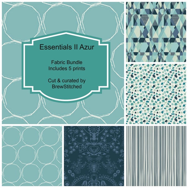 Ausverkauf! Blau Fat Quarter Bundle - Stoff Bundle - Stoff von der Werft - Essentials II Azur - Art Gallery Stoff - beinhaltet 5 Drucke