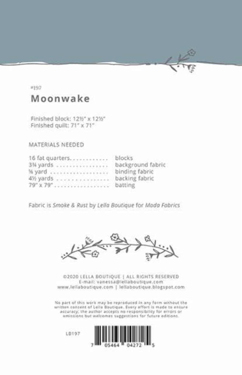 Expected April 2021 PREORDER Smoke and Rust Moonwake by Lella Boutique Quilt Kit