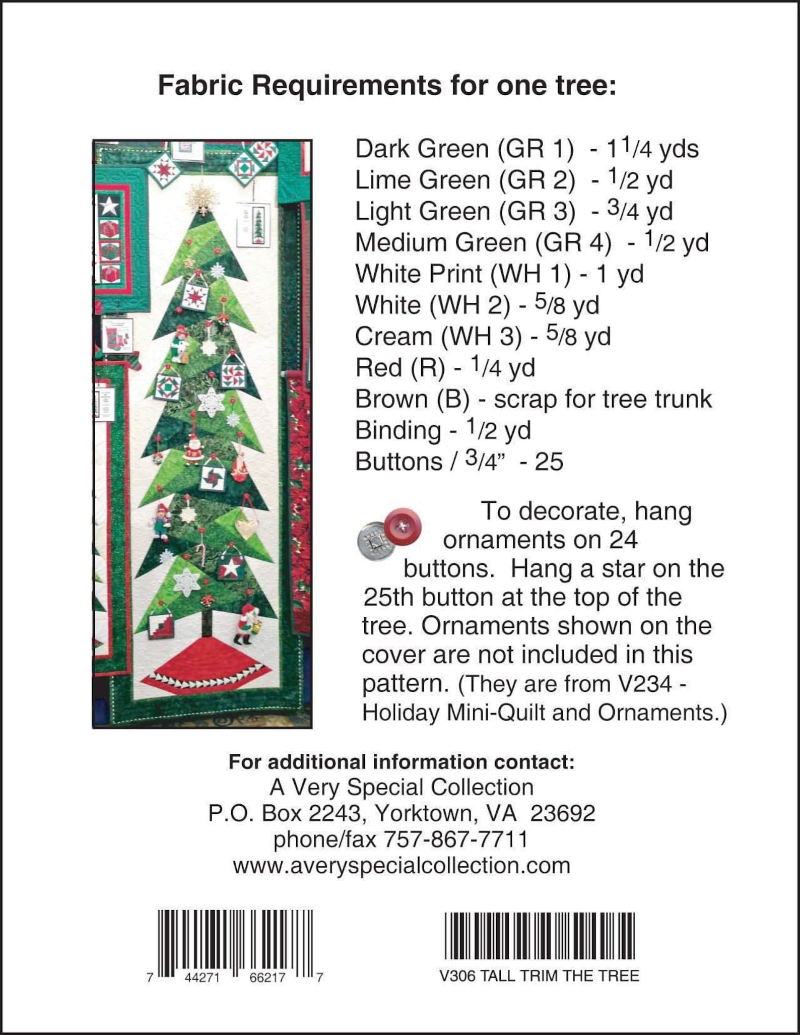 Tall Trim the Tree Quilt Paper Pattern by Cindi Edgerton Etsy