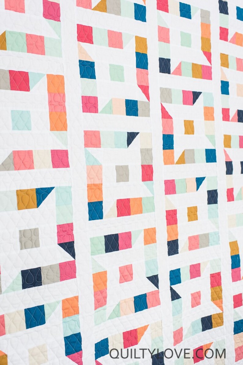 Star Quilt Pattern 4 Sizes DIY Quilt Pattern by Emily Dennis Friendly Stars Quilt Paper Pattern from Quilty Love