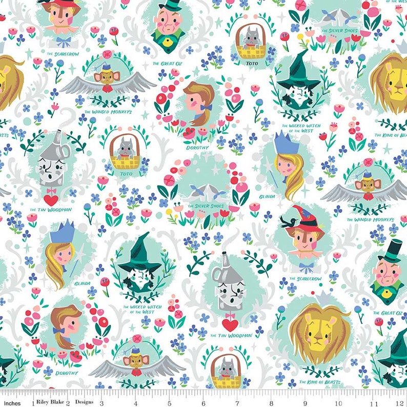 Dorothy/'s Journey Poppy Pink Sparkle Fabric Sold by the Half Yard Dorothy/'s Journey from Riley Blake Design