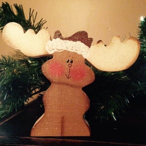 Moose shelf or window sill sitter. Can be personalized.