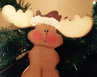 Moose shelf or window sill sitter. Can be personalized.
