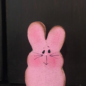 Cute little bunny peep. Can be personalized for Easter basket. Measures about 3 1/2 inches by 2 inches.