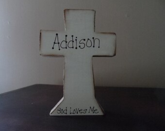 Wooded cross personalized free. Would be cute for a first communion.