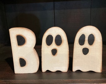 Cute Halloween decoration. Wood Boo letters.