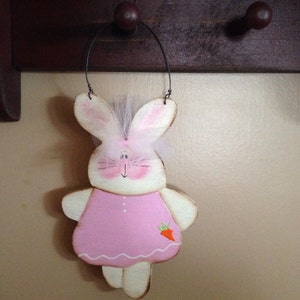 Girl easter bunny ornament. Can be personalized free.