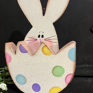 Bunny in cracked egg. About 5&quot; tall.