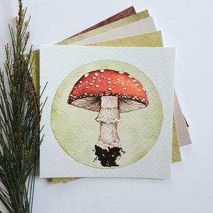 Carte postale champignon vénéneux. Impression aquarelle.
