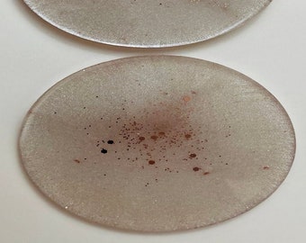 Resin White iridescent Coasters with sparkle