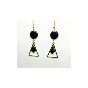 Eclipse Collection Black and Gold Triangle Dangle Earring - Elegant & Versatile Fashion Accessory for Women
