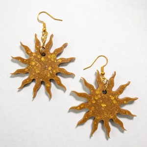 Sun-Burst Resin and Acrylic Dangle Earrings