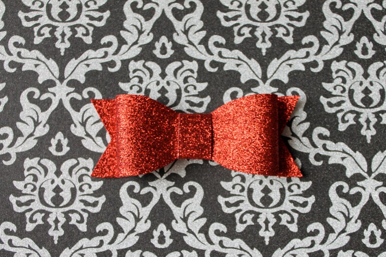 Red Glitter Bow Hair Clip Accessory Hair Accessory Photo Etsy