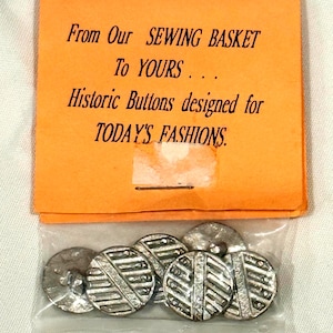 Vintage 1980s Colonial Style Pewter Shank Buttons 1770-1850 - 6 Bright-Cut