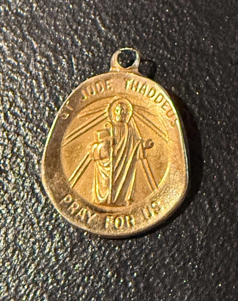 Vintage 14k Solid Gold St Jude Thaddeus Medal Religious Pendant ITALY ...