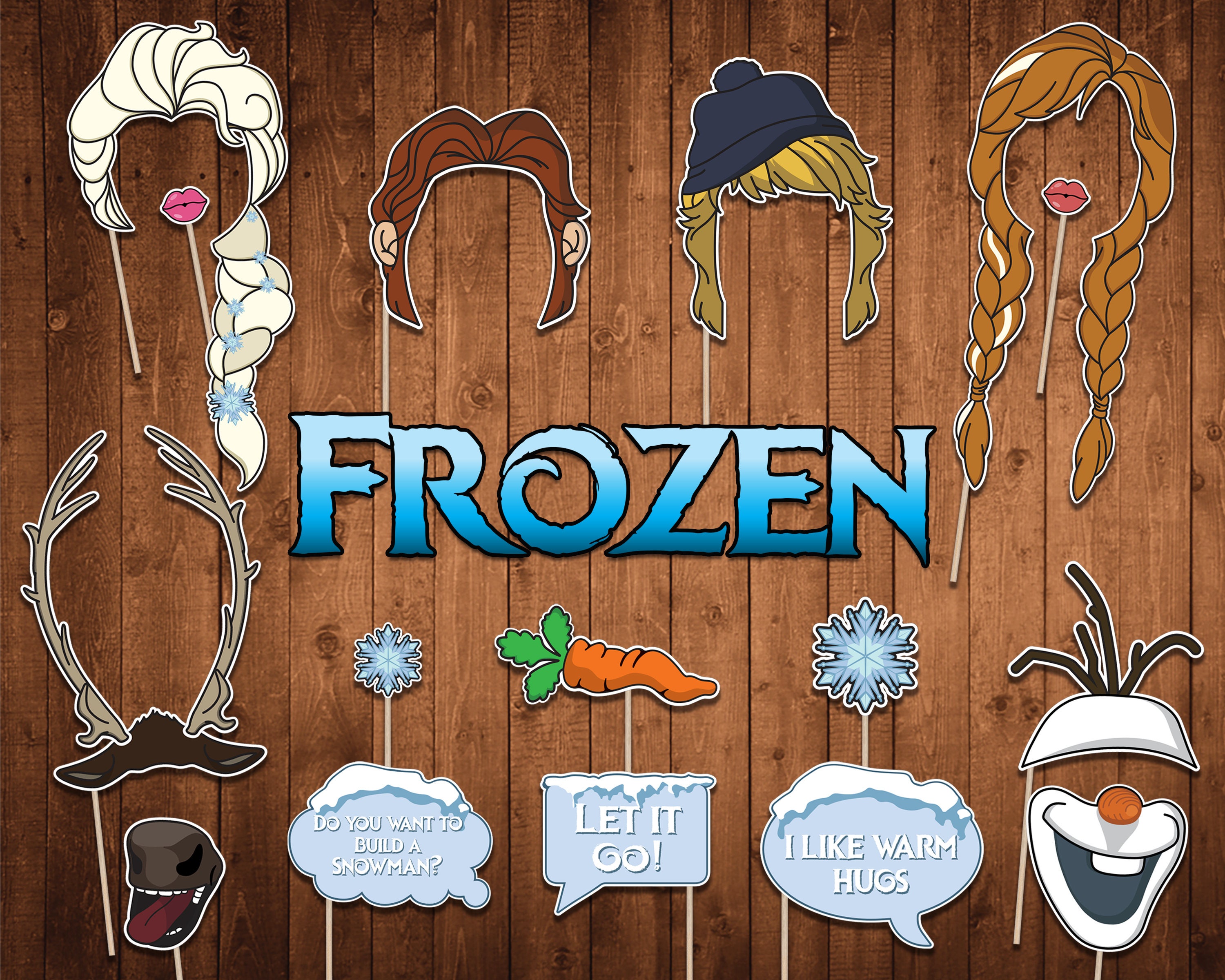 Frozen Photo Booth Props // Party Decorations // Elsa // Anna - Etsy
