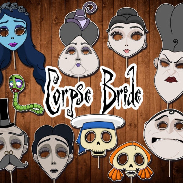 Corpse Bride/Photo Booth/Props/Halloween/Printable PDF/Halloween Photo Props/ INSTANT DOWNLOAD