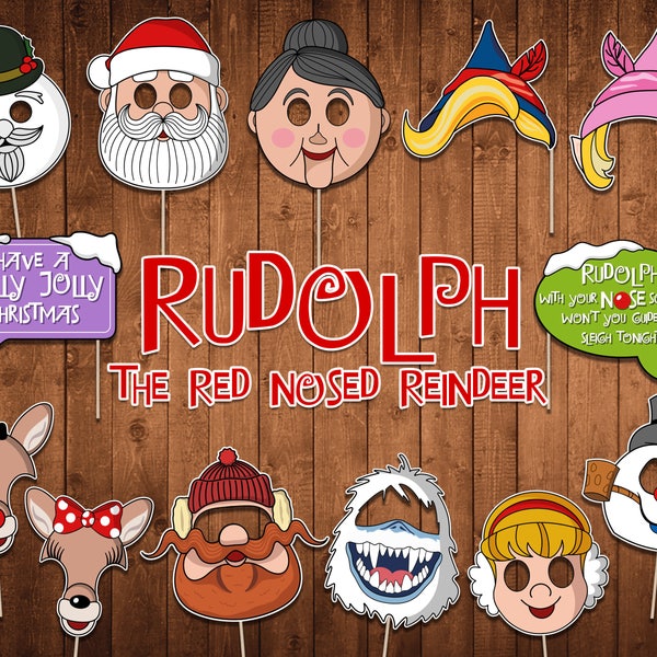 Rudolph Photo Booth Props // Rudolph the red nosed reindeer // Rudolph // Santa // Christmas // Party // Instant Download // Printable Props