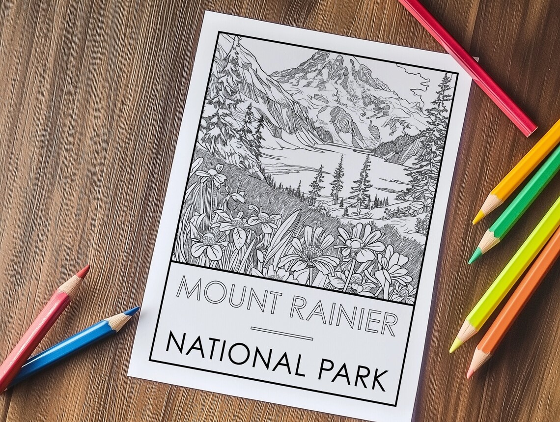 Coluring In Rainer's National Parks Coloring Pages: Yellowstone, Rainier, Grand Canyon ...