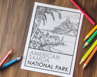 Página para colorear del Parque Nacional de Samoa Americana