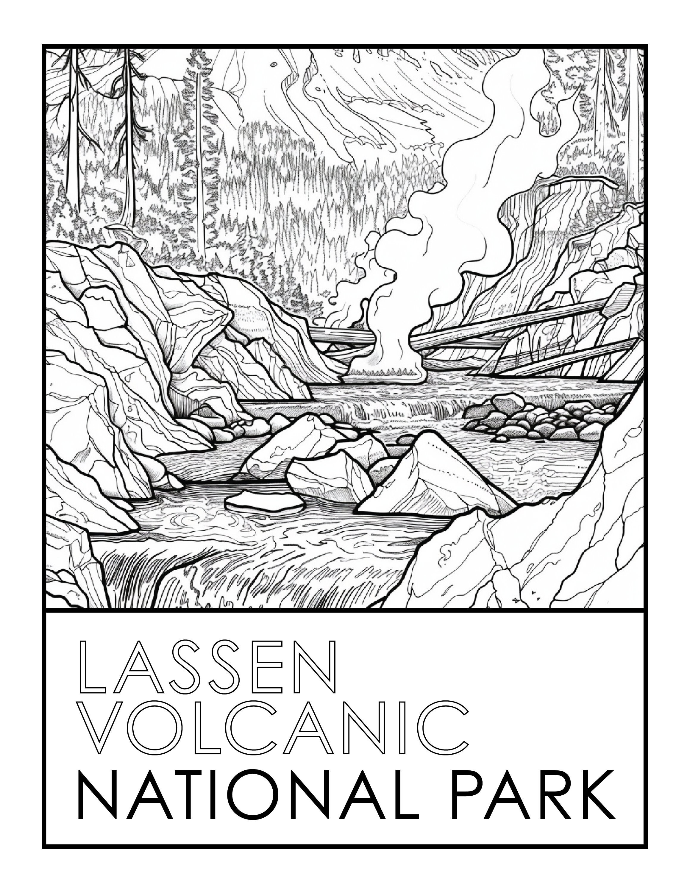 Lassen Volcanic National Park Coloring Page - Etsy
