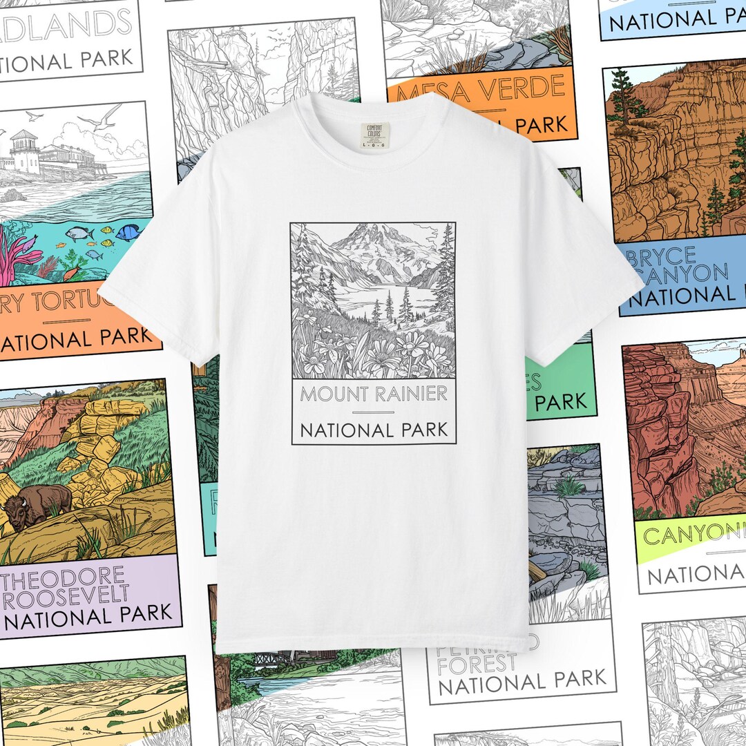 Coluring In Rainer's Mount Rainier National Park Coloring T-shirt - Etsy