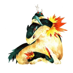 Johto Friends - Fire Type - Giclee Print (Typhlosion, Quilava & Cyndaquil)