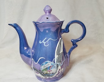 Vintage purple luster Japanese moriage dragonware tea pot