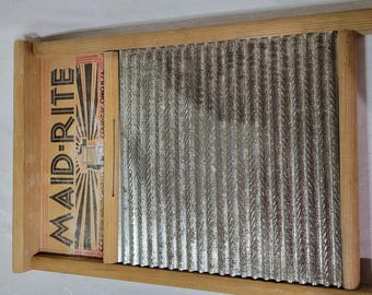 Vintage metal and wood Maid-Rite washboard