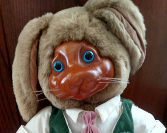 Robert Raikes Mr. Nickleby rabbit #5295/7500 with wooden face and blue eyes