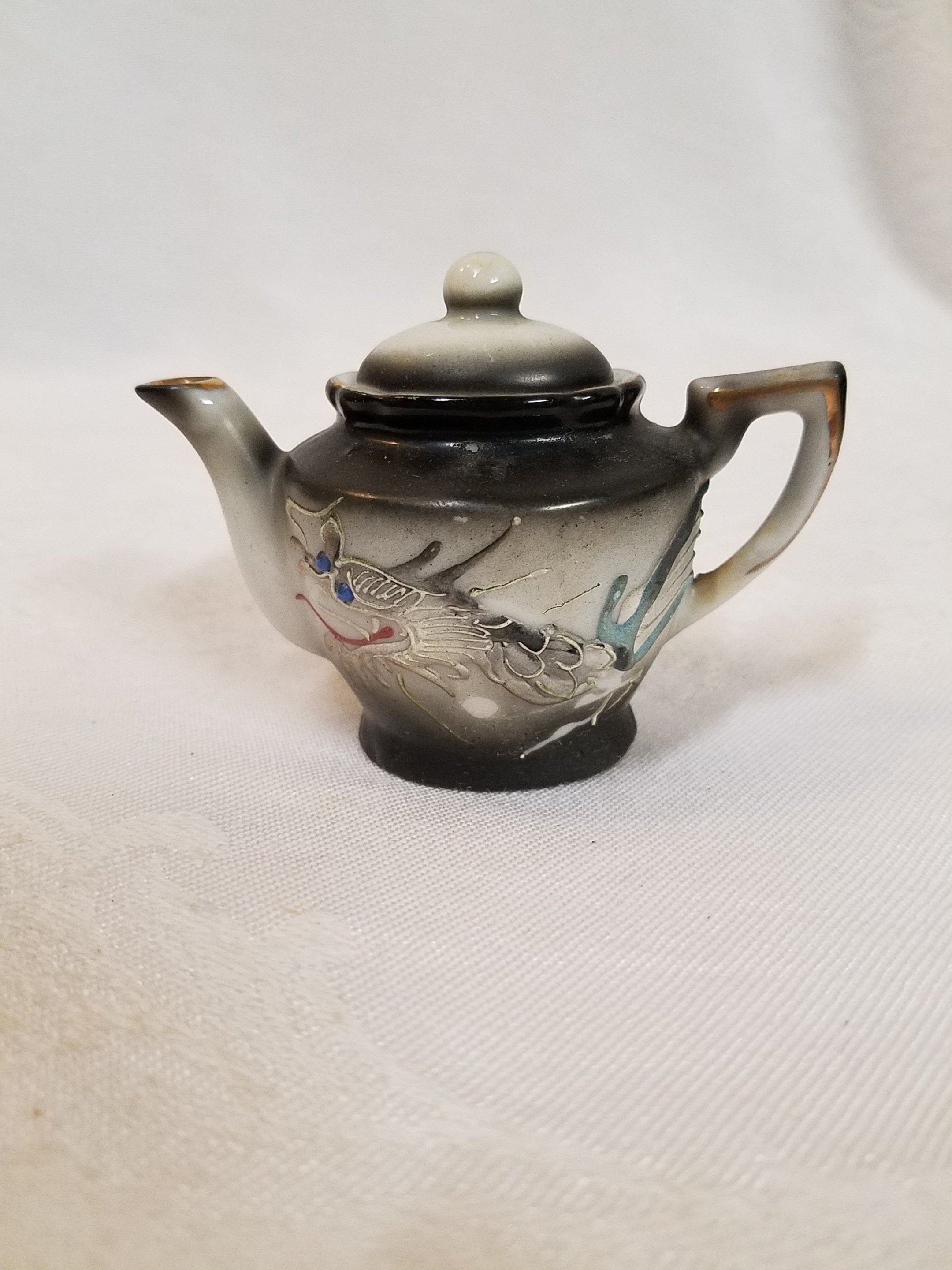 Vintage black Dragon ware miniature teapot with an ornate Etsy