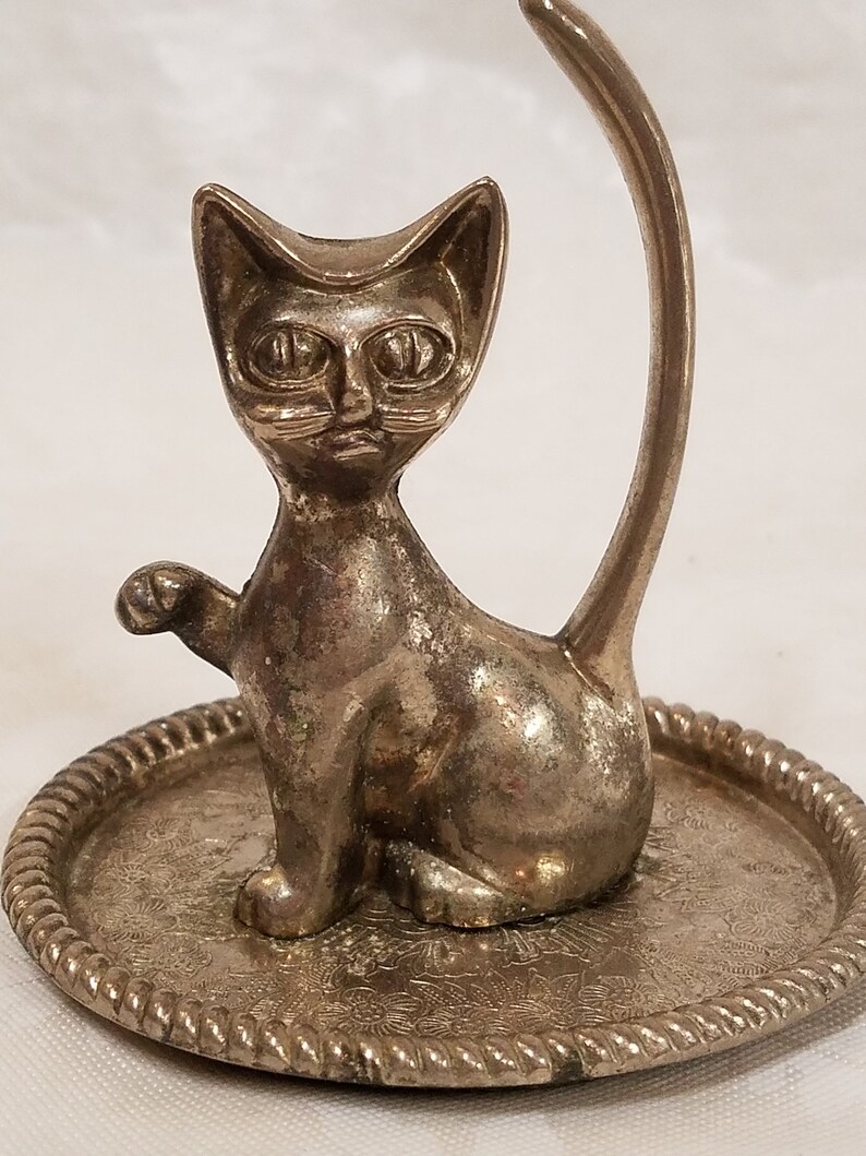 Vintage Stellar silver cat ring holder made in Hong Kong Etsy