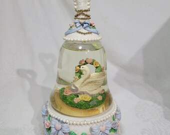 Vintage musical swan bell snowglobe playing Nobody Like You