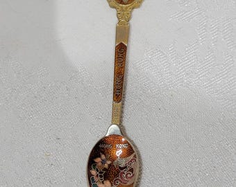 Vintage cloissone Hong Kong souvenir spoon