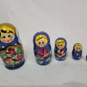 Vintage Russian matryoshka wooden stacking dolls