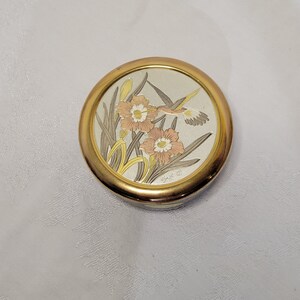 Vintage Chokin japanische Porzellan Schmuckdose mit Kolibrideckel und 24 Karat Goldzier
