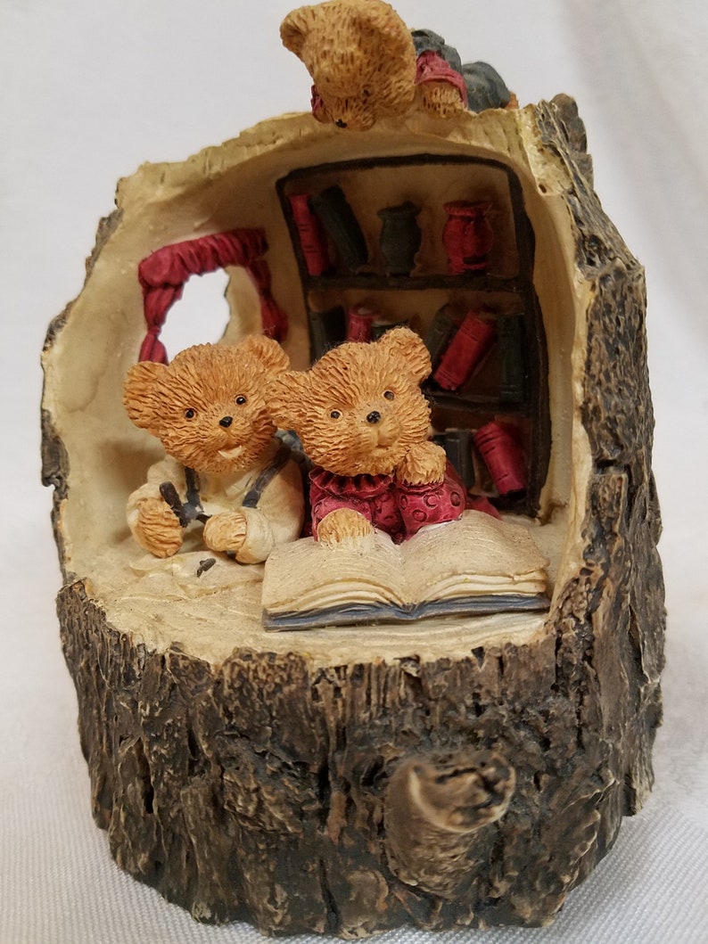 Vintage Music Box Featuring Teddy Bears Studying Inside a Tree Etsy