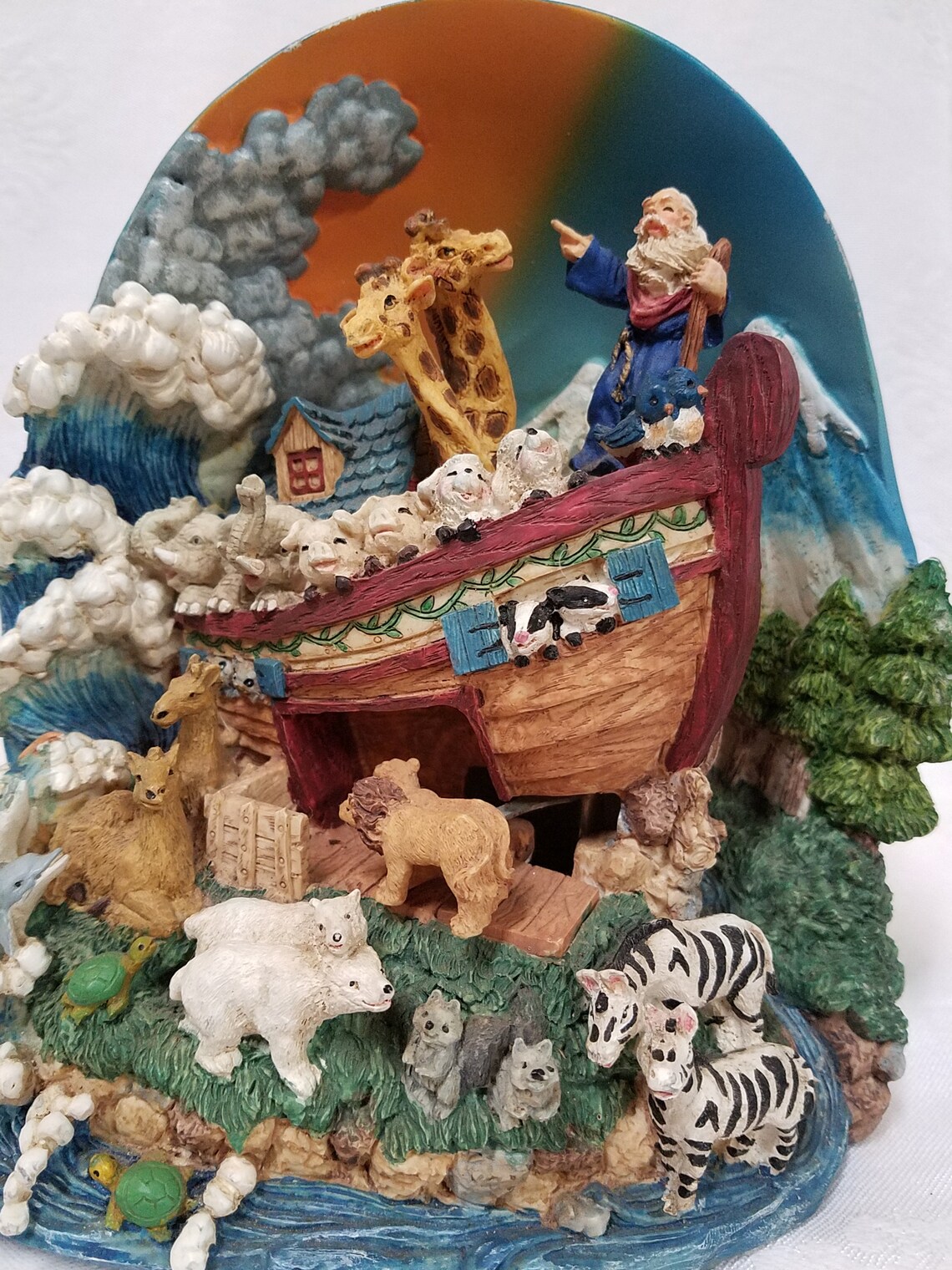 Vintage Noah's ark moving music box playing O What A Etsy