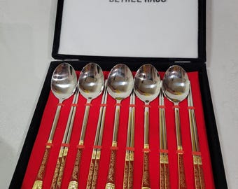 Vintage Bethel Haus soup spoon and chopsticks set