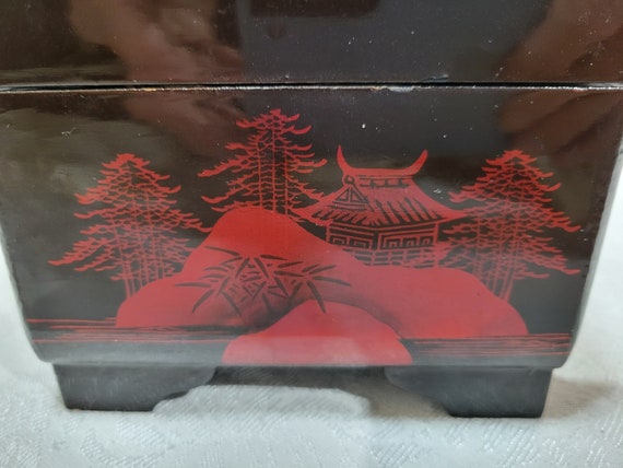 Vintage Japanese black lacquer musical jewelry box - image 4