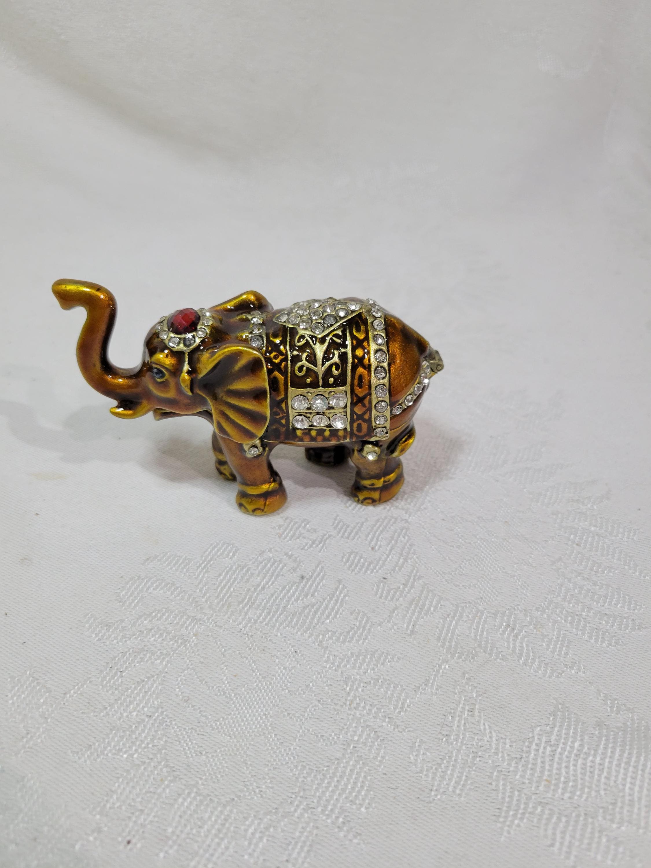 Pendentif Éléphant Vintage Boîte à Pilule En Métal - Bijou Fantaisie Occasion - Sans Marque